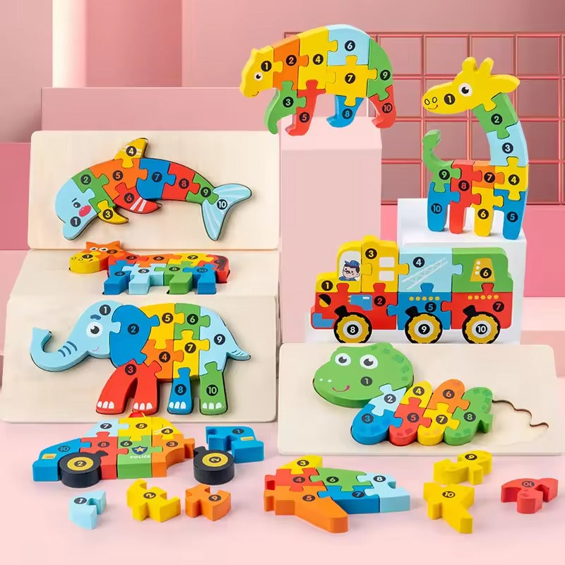 3D Wooden Dinosaur Puzzle – Educational Toy for Toddlers.