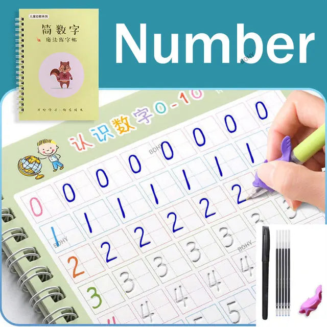 Reusable Children 3D Copybook For Calligraphy Numbers 0-10